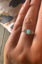 Load image into Gallery viewer, 18ct Yellow Gold &amp; Platinum Opal &amp; Diamond Trilogy Ring
