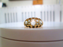 Load image into Gallery viewer, 10ct Yellow Gold Moonstone &amp; Seed Pearl Gypsy Ring
