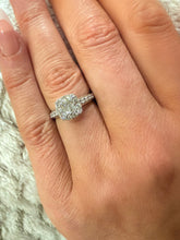 Load image into Gallery viewer, 9ct White Gold Princess &amp; Brilliant Cut Diamond Halo Cluster Ring
