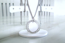 Load image into Gallery viewer, Heavy 18ct White Gold 1.20ct Diamond Double Circle Halo Cluster Pendant Necklace
