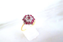 Load image into Gallery viewer, 1970s 18ct Yellow Gold Ruby &amp; Diamond Cluster Ring
