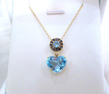 Load image into Gallery viewer, 9ct Yellow Gold Heart Cut Topaz &amp; Amethyst &amp; Diamond Pendant Necklace
