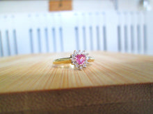 Load image into Gallery viewer, 9ct Yellow Gold Heart Cut Pink Sapphire &amp; Diamond Cluster Ring
