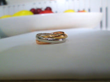 Load image into Gallery viewer, 18ct Multi Tone Yellow White &amp; Rose Gold Russian Triple Band Ring
