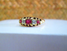 Load image into Gallery viewer, 18ct Yellow Gold Ruby &amp; Old European Cut Diamond Eternity Ring
