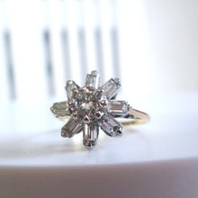Load image into Gallery viewer, 14ct Yellow Gold 1.30ct Transitional &amp; Baguette Cut Diamond Cluster Ring
