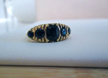 Load image into Gallery viewer, 1970s 9ct Yellow Gold Blue Sapphire Eternity Ring
