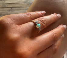 Load image into Gallery viewer, 18ct Yellow Gold &amp; Platinum Opal &amp; Diamond Trilogy Ring
