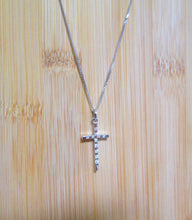 Load image into Gallery viewer, 9ct White Gold Brilliant Cut Diamond Cross Pendant Necklace
