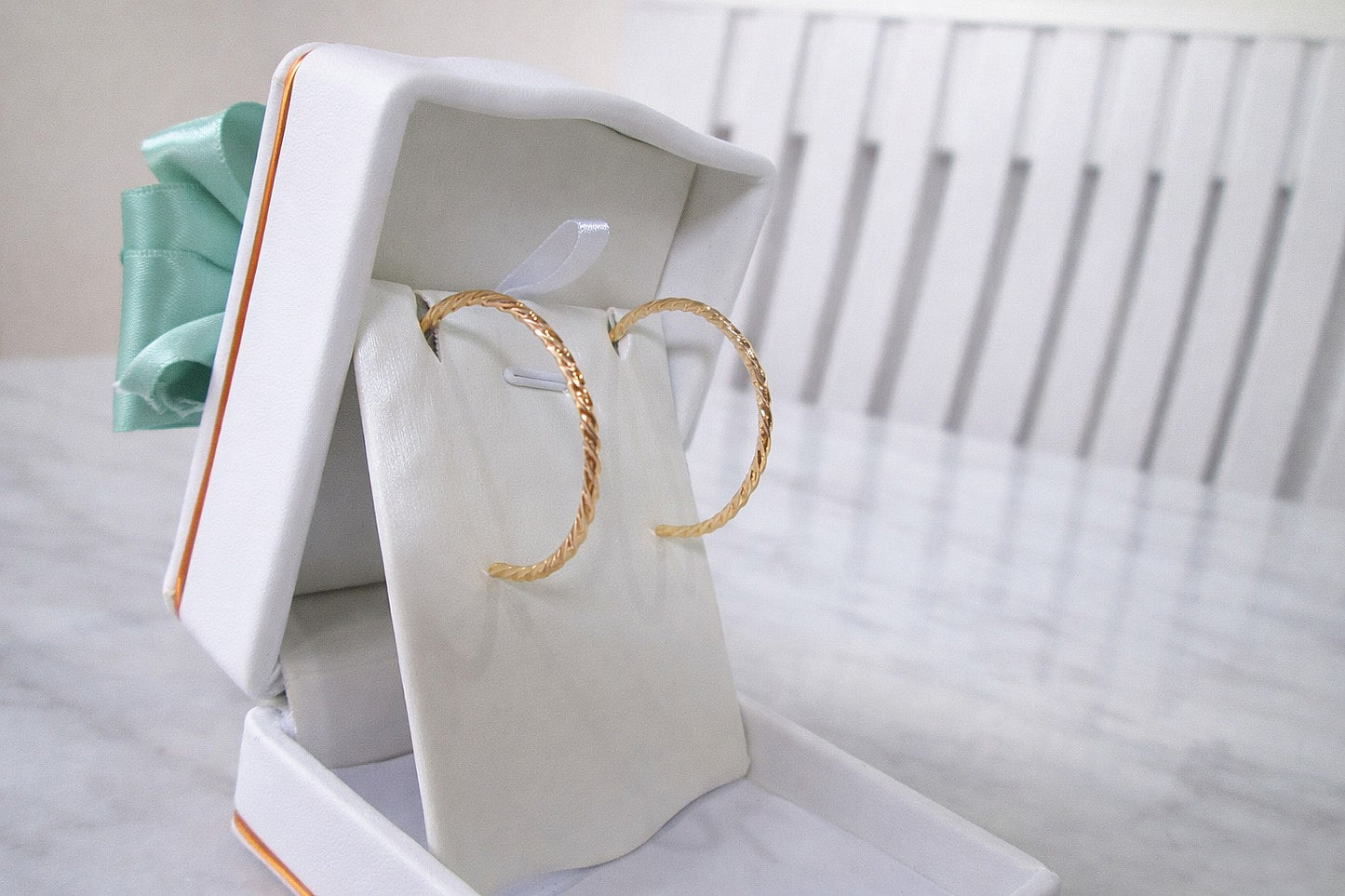 14ct Solid Yellow Gold Large Rope Twist Hoop Earrings Hoops