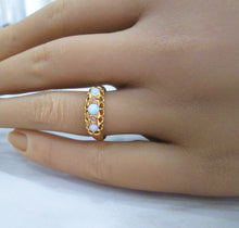 Load image into Gallery viewer, Edwardian 18ct Yellow Gold Opal &amp; Old Mine Cut Diamond Trilogy Ring
