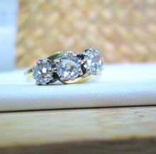 Load image into Gallery viewer, 18ct Yellow Gold 1.25ct Old Mine Cut Diamond Trilogy Bypass Ring
