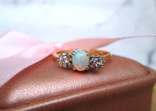 Load image into Gallery viewer, 18ct Yellow Gold &amp; Platinum Opal &amp; Diamond Trilogy Ring
