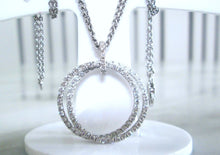 Load image into Gallery viewer, Heavy 18ct White Gold 1.20ct Diamond Double Circle Halo Cluster Pendant Necklace
