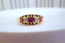 Load image into Gallery viewer, 18ct Yellow Gold Ruby &amp; Old European Cut Diamond Eternity Ring
