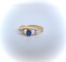 Load image into Gallery viewer, Antique 18ct Yellow Gold Sapphire &amp; Diamond Trilogy Ring
