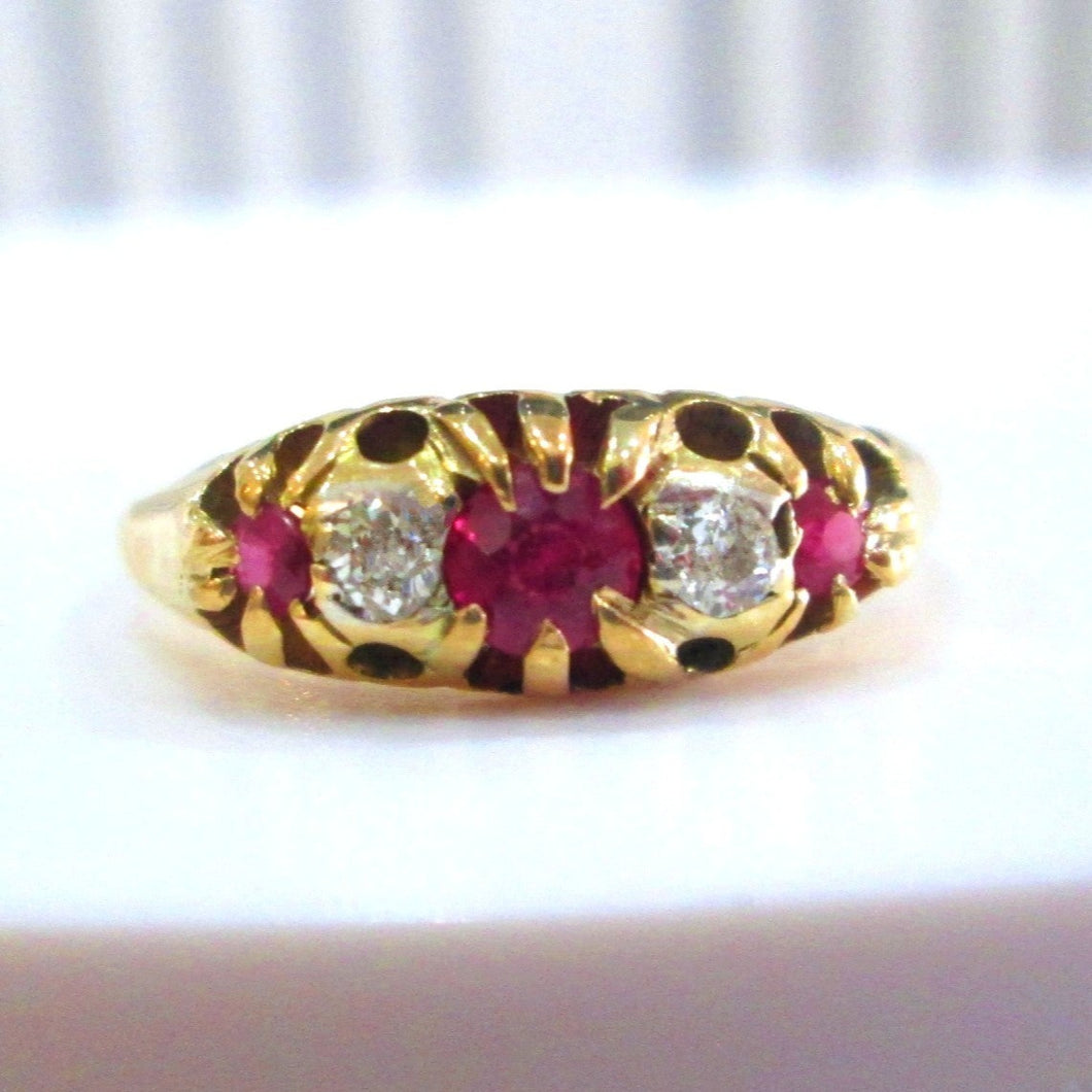 18ct Yellow Gold Ruby & Old European Cut Diamond Eternity Ring