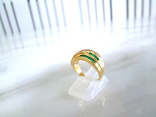 Load image into Gallery viewer, 1980s 18ct Yellow gold Emerald &amp; Brilliant Cut Diamond Channel Set Chunky Ring
