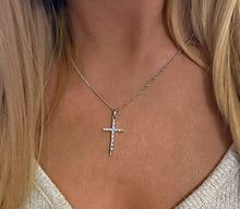 Load image into Gallery viewer, 9ct White Gold Brilliant Cut Diamond Cross Pendant Necklace
