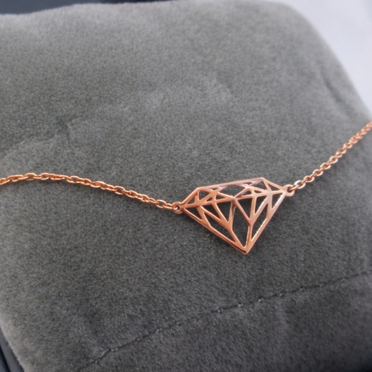 Beaverbrooks Fine 9ct Solid Rose Gold Diamond Motif Geometric Diamond Bracelet