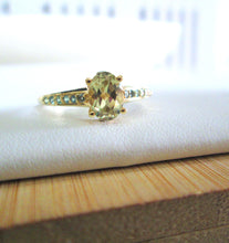 Load image into Gallery viewer, 9ct Yellow Gold Oval Cut Csarite Zultanite Alexandrite &amp; Diamond Ring

