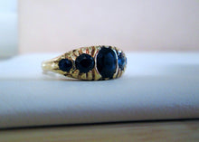 Load image into Gallery viewer, 1970s 9ct Yellow Gold Blue Sapphire Eternity Ring
