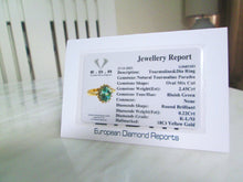 Load image into Gallery viewer, 18ct Yellow Gold Paraiba Tourmaline &amp; Diamond Halo Cluster Ring
