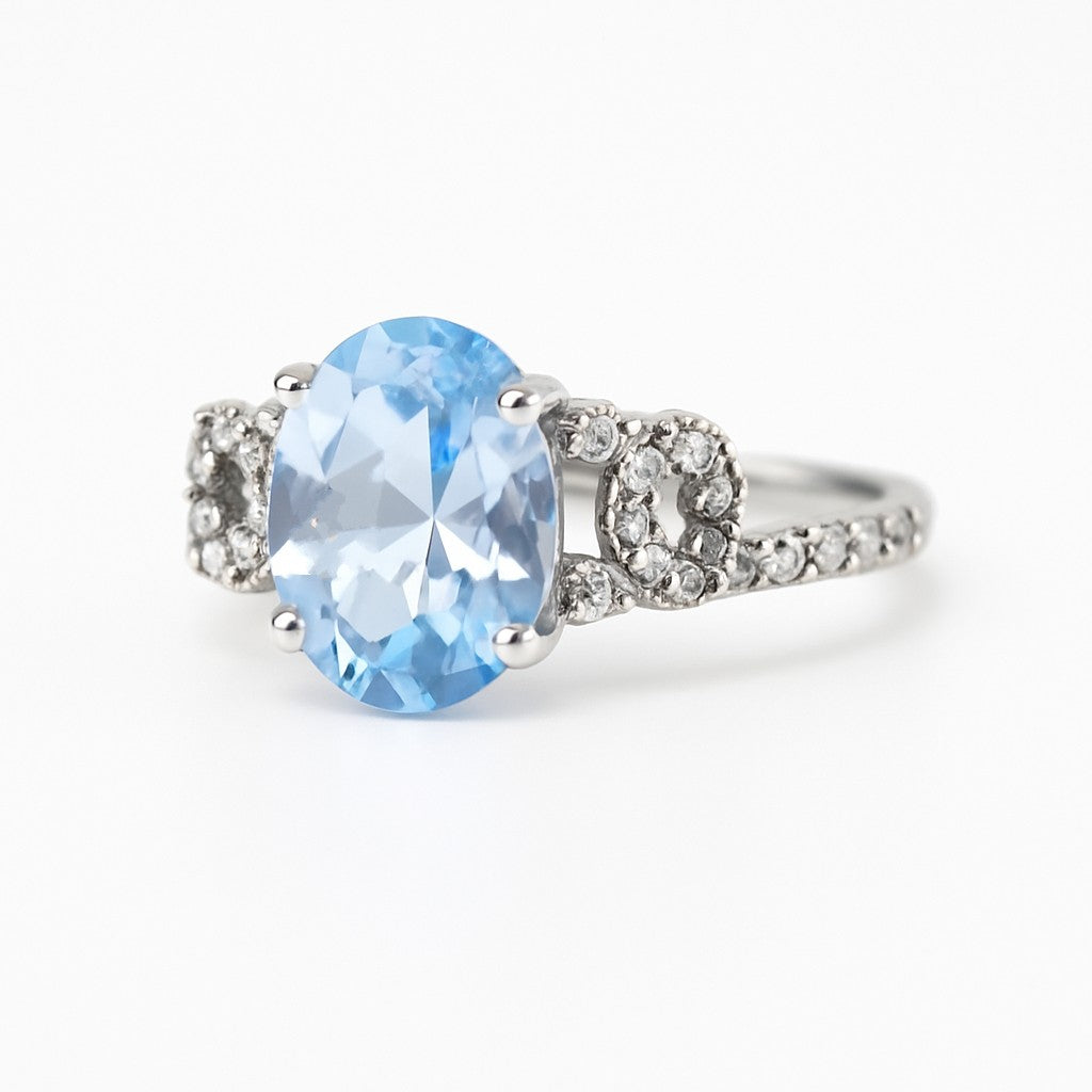 Le Vian 14ct White Gold Aquamarine & Diamond Cluster Ring Size I 14k