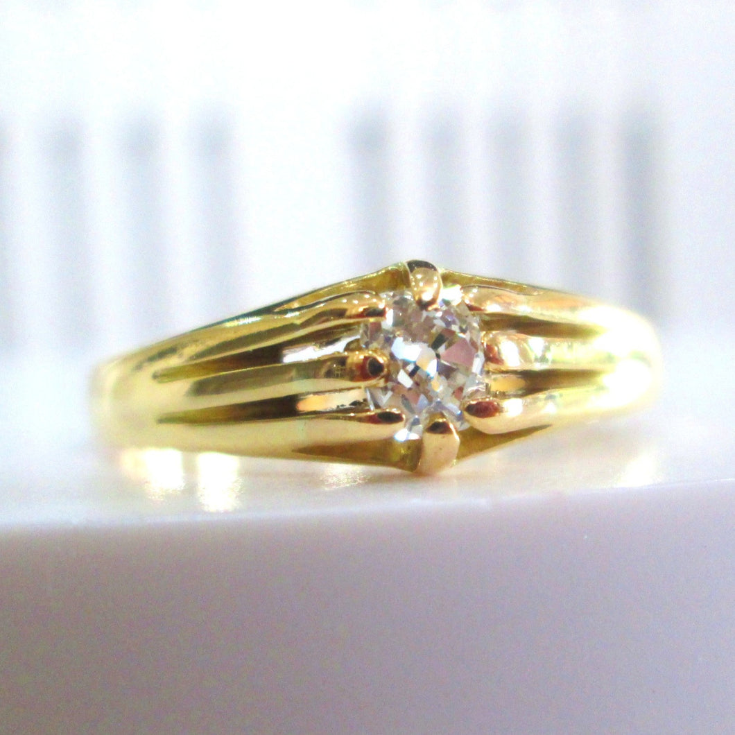 Victorian 18ct Yellow Gold Old Mine Cut Diamond Gypsy Men's Signet Ring