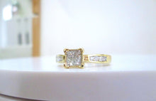 Load image into Gallery viewer, 10ct Yellow Gold Illusion Bezel Set Princess Cut Diamond Cluster Ring
