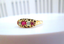 Load image into Gallery viewer, 18ct Yellow Gold Ruby &amp; Old European Cut Diamond Eternity Ring
