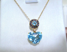 Load image into Gallery viewer, 9ct Yellow Gold Heart Cut Topaz &amp; Amethyst &amp; Diamond Pendant Necklace
