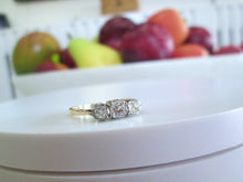 Load image into Gallery viewer, 9ct Yellow Gold Old Mine Cut Diamond Trilogy Ring
