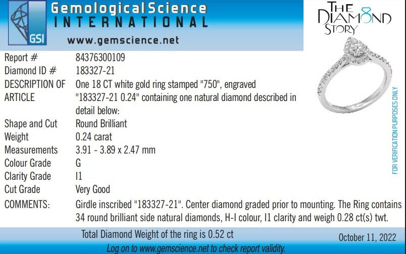 18ct White Gold .52ct Diamond Halo Pear Shaped Cluster Ring