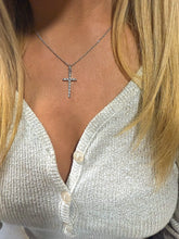 Load image into Gallery viewer, 9ct White Gold Brilliant Cut Diamond Cross Pendant Necklace
