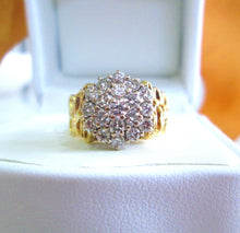 Load image into Gallery viewer, Heavy 14ct Yellow Gold 2.00ct Large Brilliant Cut Diamond Cluster Ring
