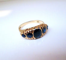 Load image into Gallery viewer, 1970s 9ct Yellow Gold Blue Sapphire Eternity Ring
