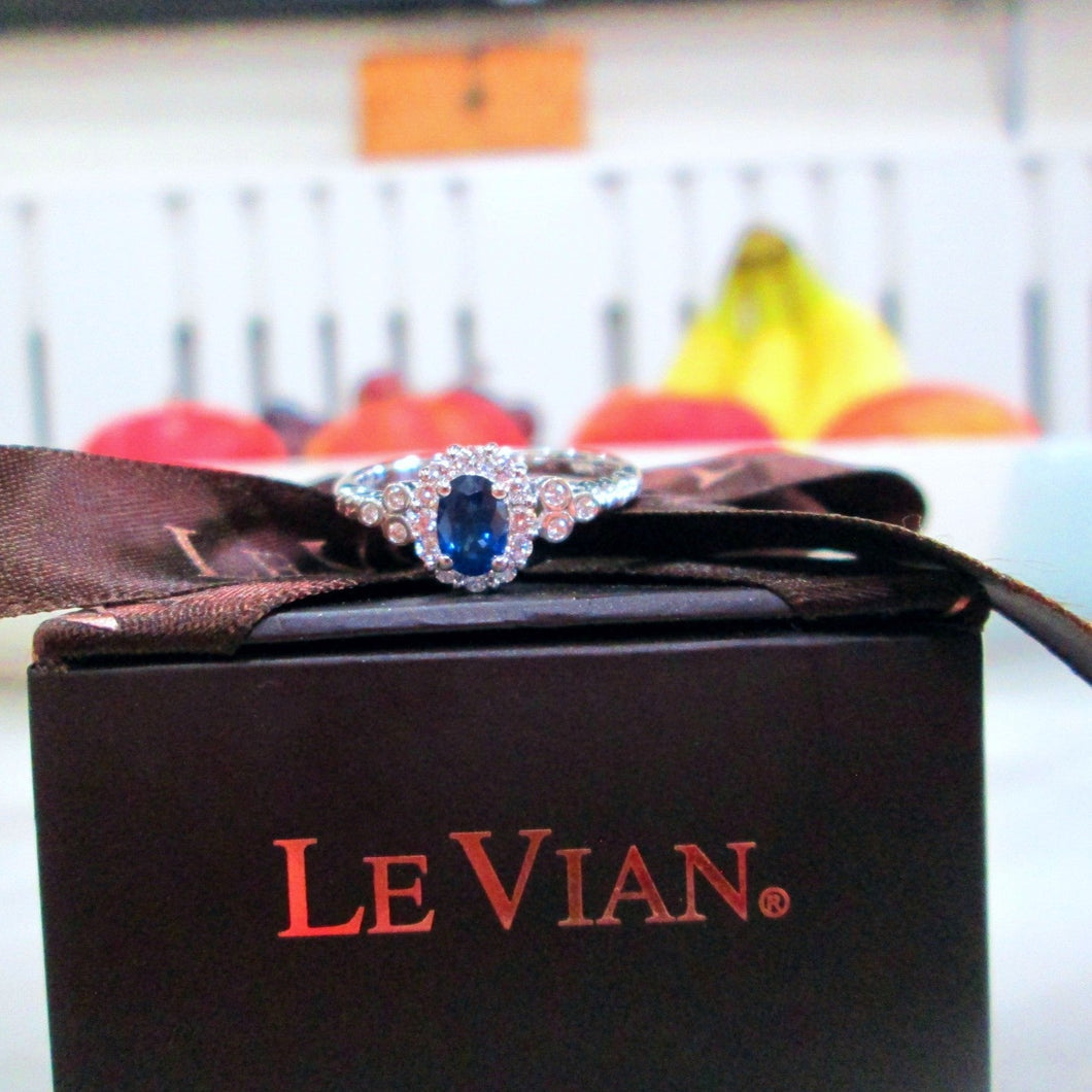 Le Vian 14ct White Gold Sapphire & Diamond Cluster Halo Engagement Ring
