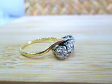 Load image into Gallery viewer, 18ct Yellow Gold 1.25ct Old Mine Cut Diamond Trilogy Bypass Ring
