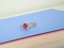Load image into Gallery viewer, 1980s 9ct Yellow &amp; White Gold Ruby &amp; Diamond Cluster Ring
