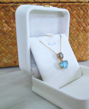 Load image into Gallery viewer, 9ct Yellow Gold Heart Cut Topaz &amp; Amethyst &amp; Diamond Pendant Necklace
