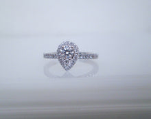 Load image into Gallery viewer, 18ct White Gold .52ct Diamond Halo Pear Shaped Cluster Ring
