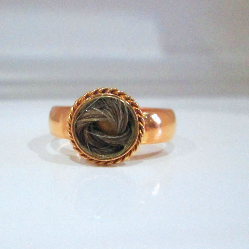 Victorian 22ct Yellow Gold Mourning Hair Signet Ring