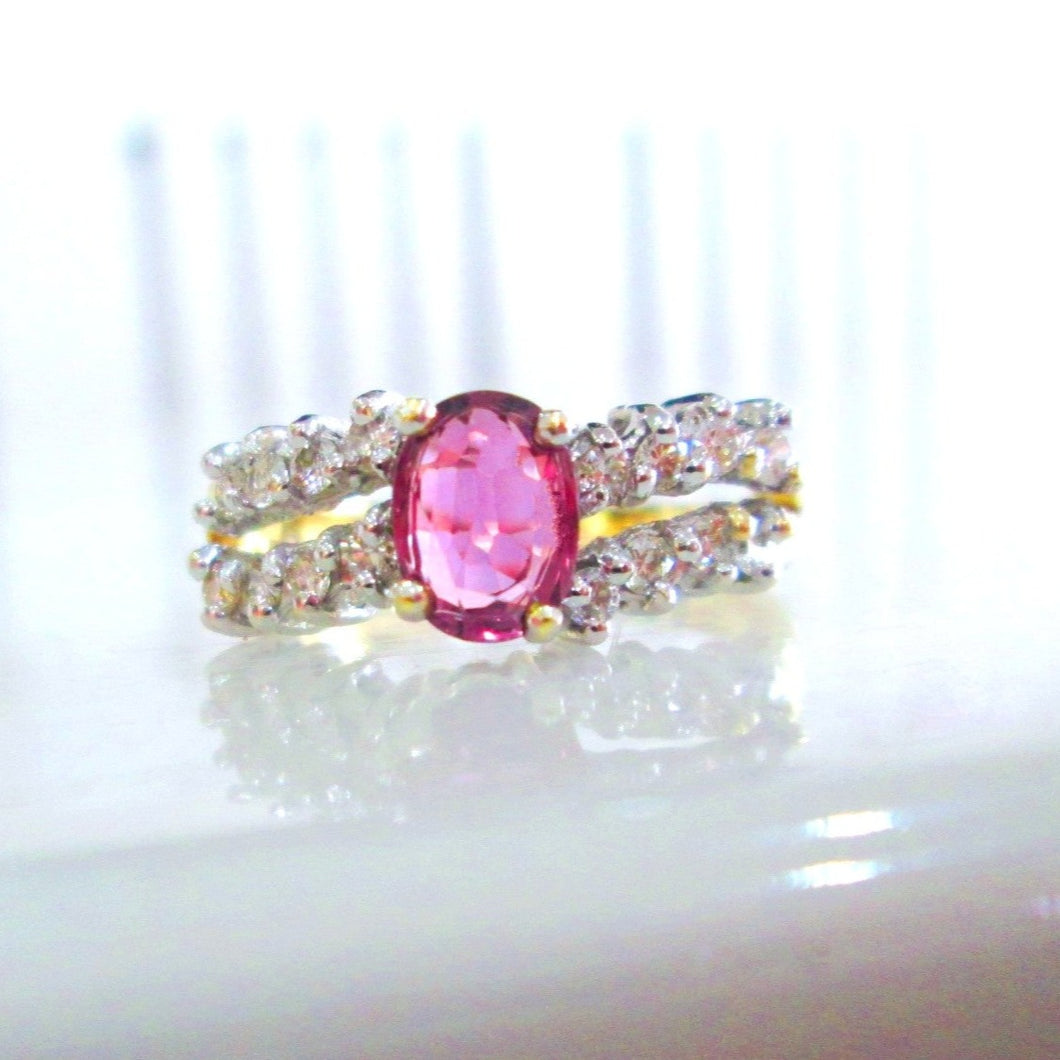 18ct Yellow Gold Ruby & Brilliant Cut Diamond Solitaire Eternity Ring