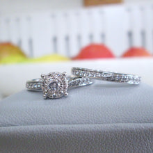 Load image into Gallery viewer, 9ct White Gold Diamond Cluster Eternity Engagement Wedding Ring Set
