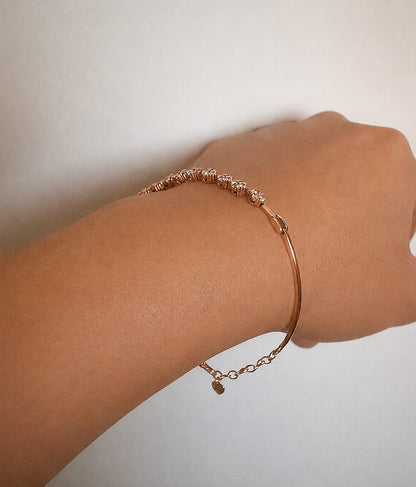 18ct Rose Gold Natural Diamond Floral Clover Cluster Bar Chain Bracelet
