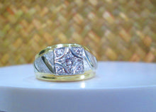 Load image into Gallery viewer, 9ct Yellow Gold Heavy Brilliant Cut Diamond Cluster Men&#39;s Chunky Ring
