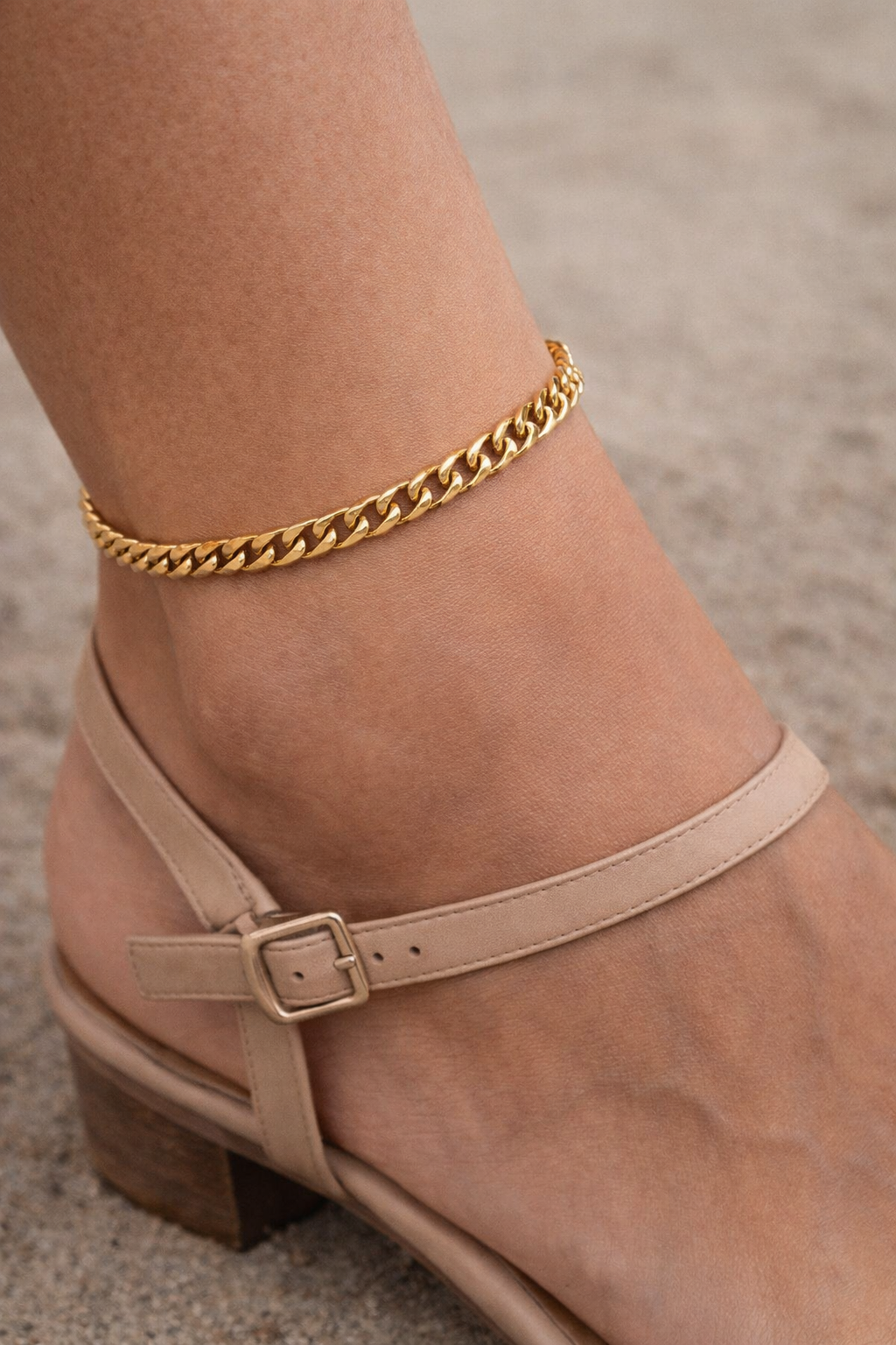 18ct Yellow Gold Cuban Link Chain Anklet Bracelet