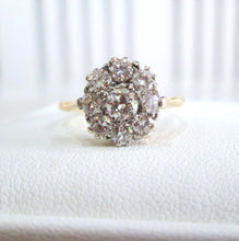 Load image into Gallery viewer, 18ct Yellow Gold &amp; Platinum .85ct Old Cut Diamond Daisy Cluster Ring
