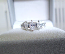 Load image into Gallery viewer, 14ct White Gold Marquise &amp; Round Brilliant Cut Diamond Trilogy Ring
